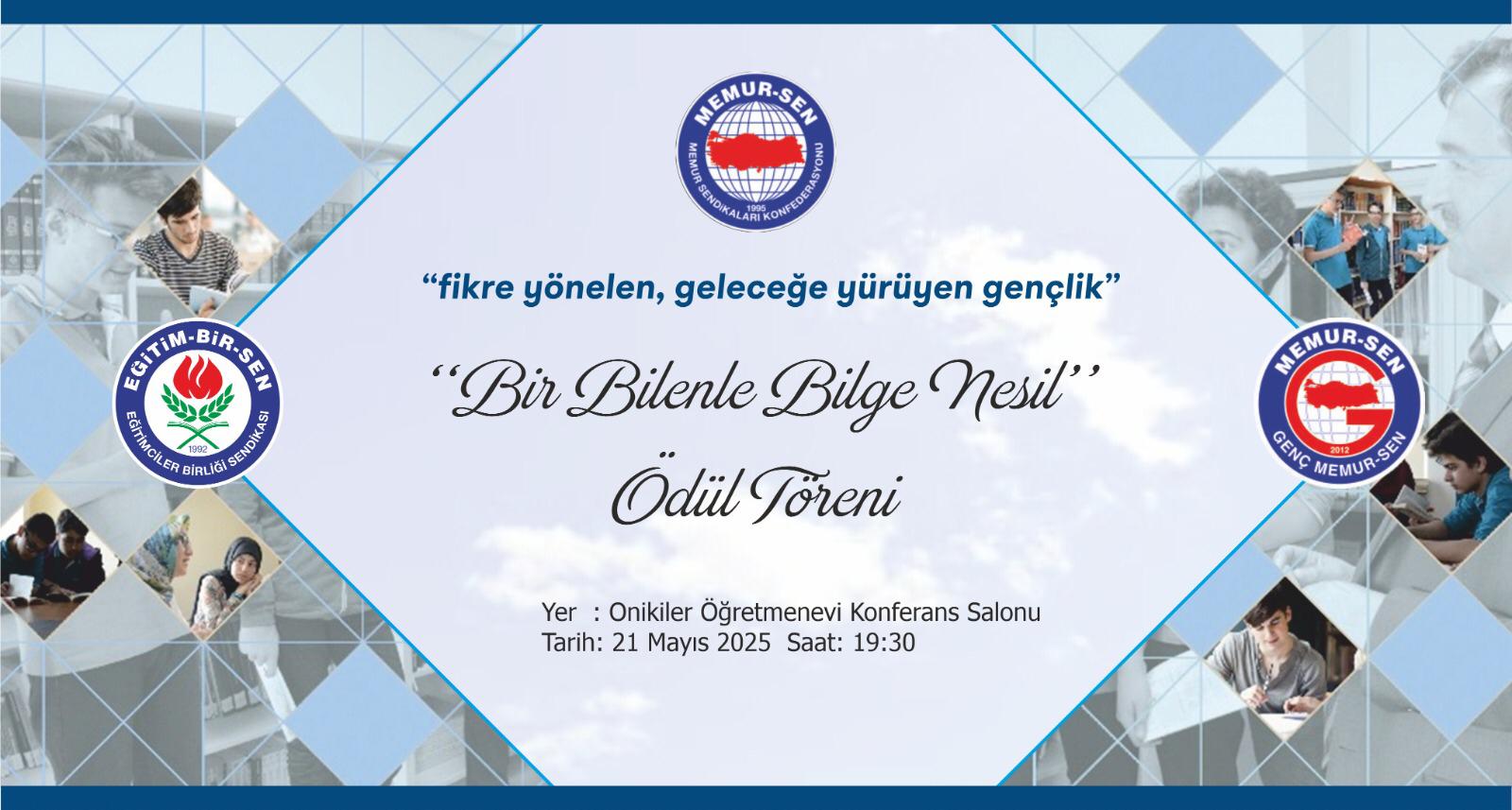 “Bir Bilenle Bilge Nesil” Ödül Töreni Şanlıurfa’da Gerçekleşiyor