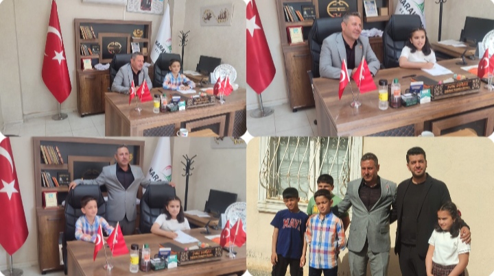 Muhtar Doğan koltuğunu çocuklara devretti